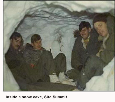 Inside a snow cave