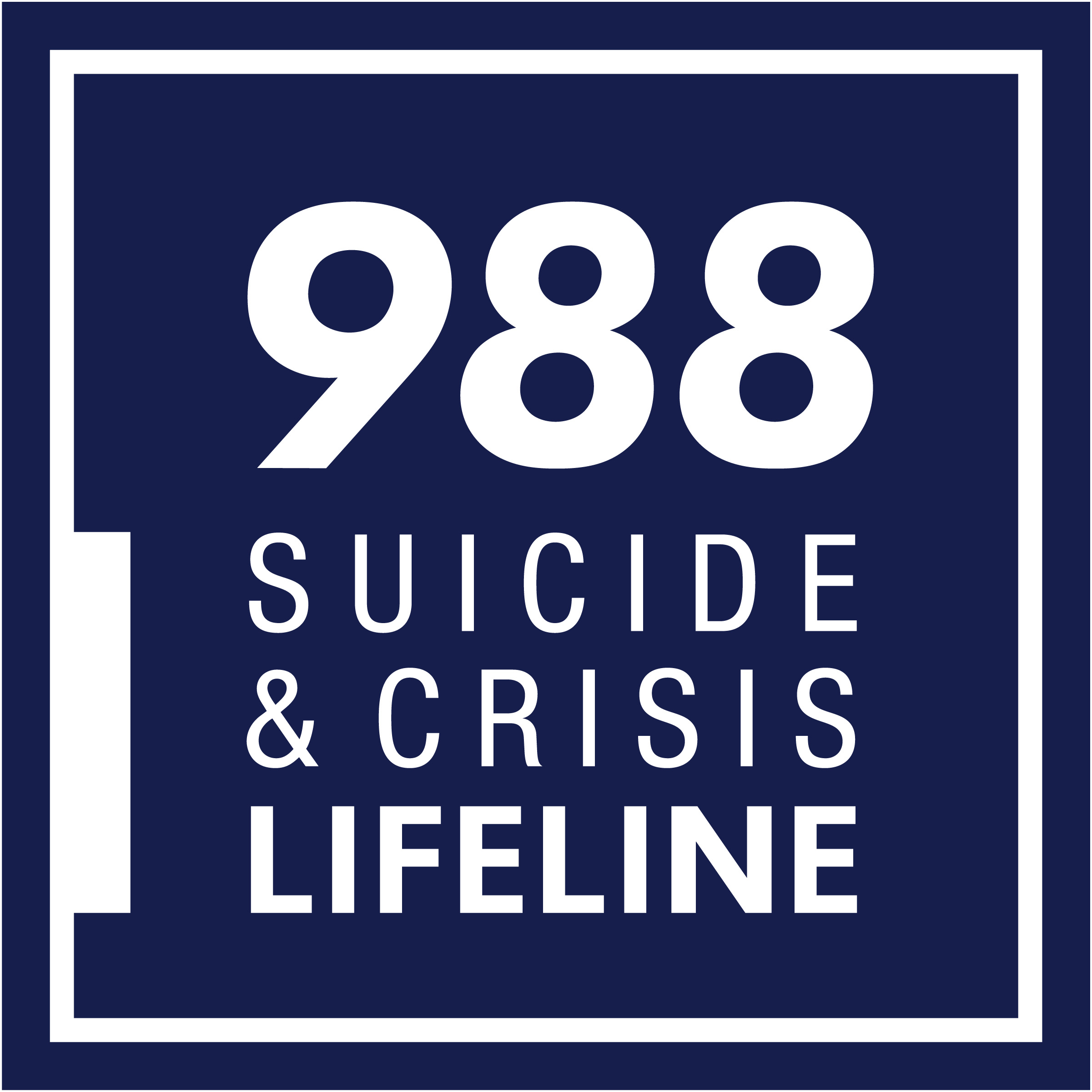 A Suicide Prevention graphic telling people to call the Suicide Prevention Lifeline 988 if they need help 